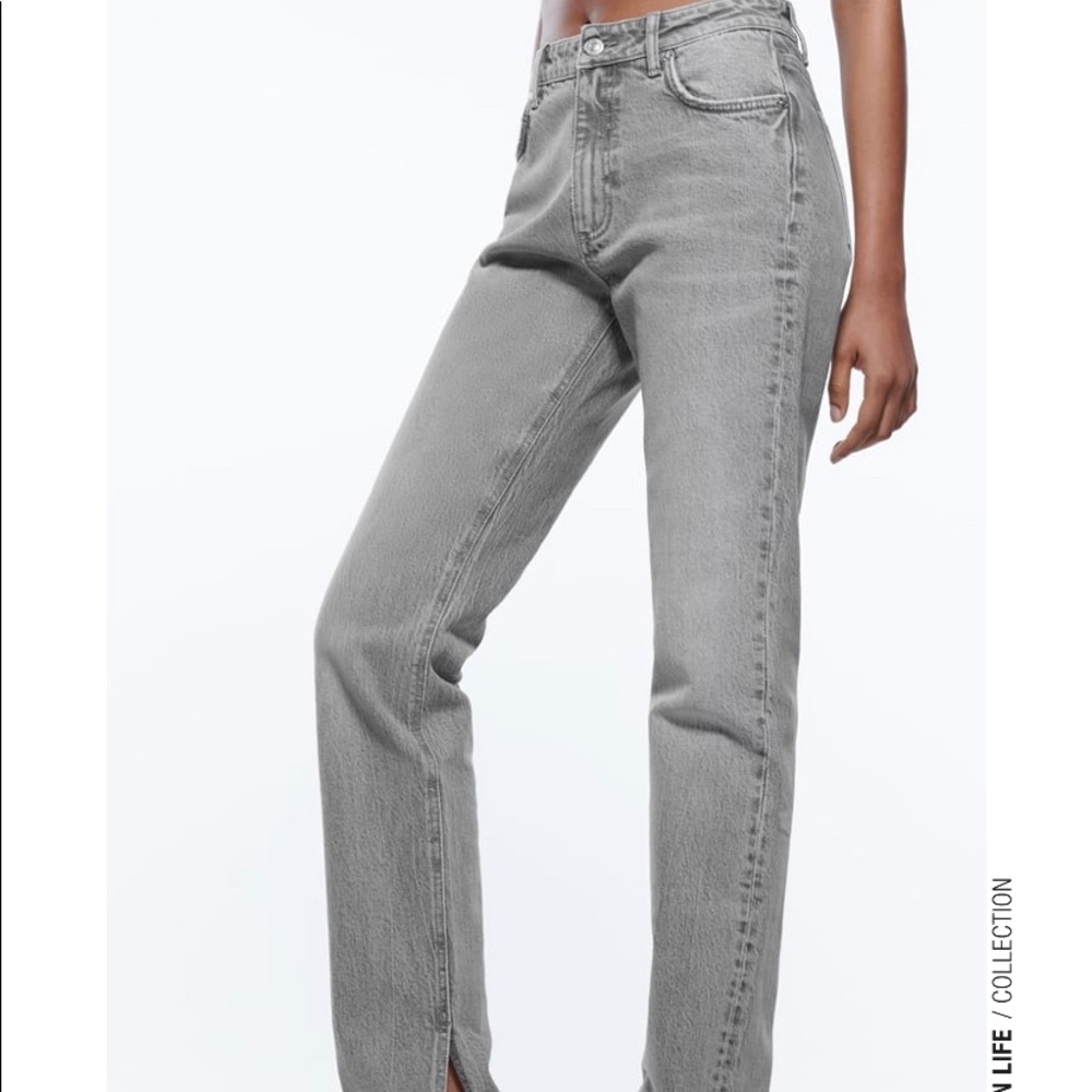 Zara high rise split slim jeans